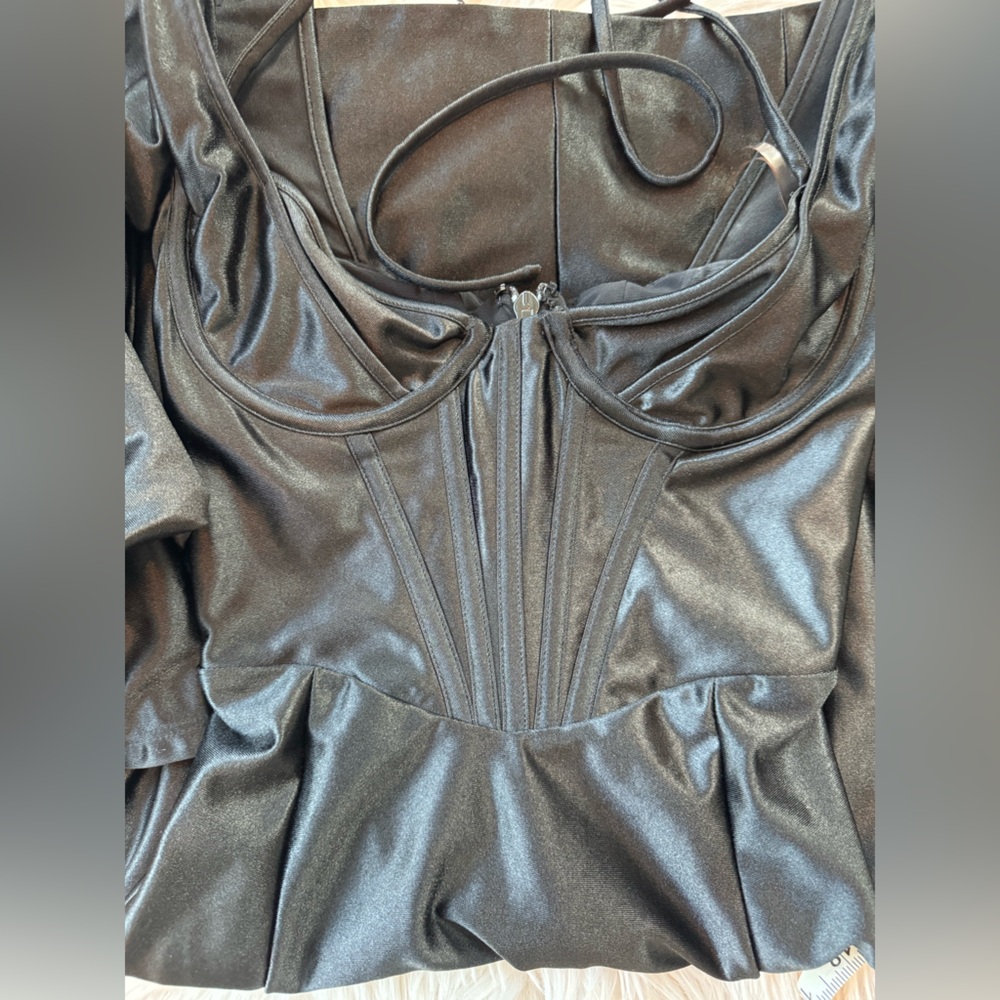 House of CB GRAZIA BLACK DISCO SATIN CORSET DRESS - Picture 15 of 16